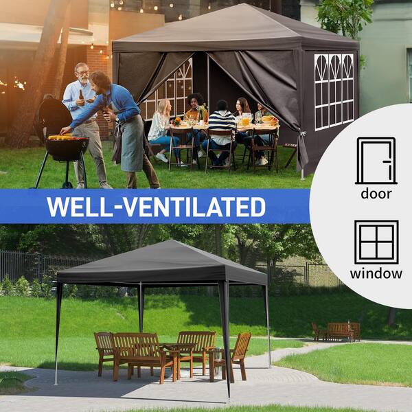 Karl home 10 ft. x 10 ft. Black Outdoor Party Tent with 4