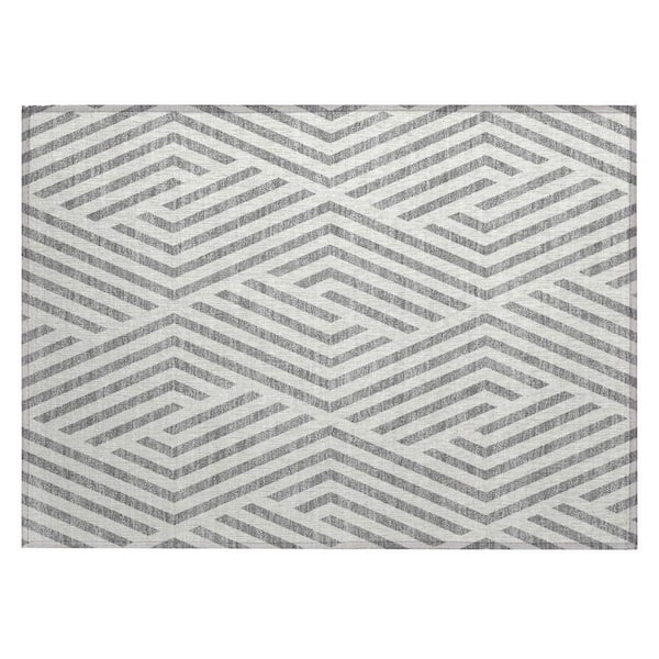 Gray and Ivory 2 ft. x 3 ft. Woven Geometric Rectangle Indoor/Outdoor Area Rug