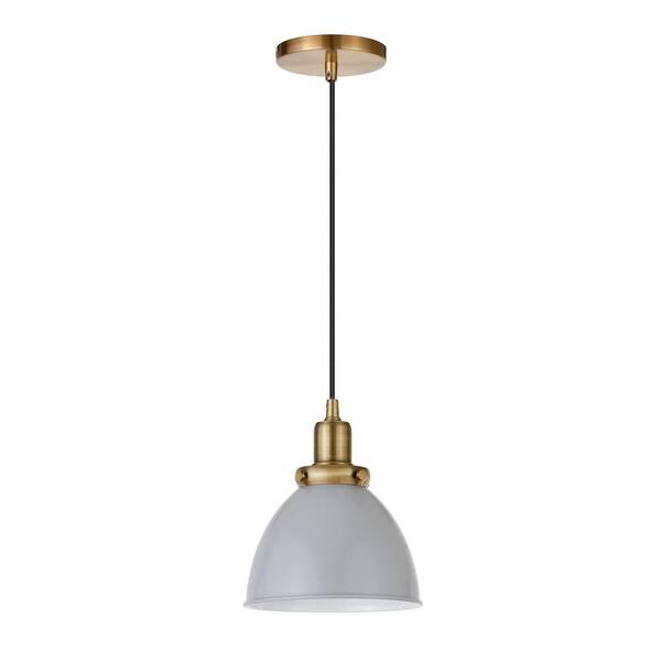Meyer&Cross Madison 1-Light Cool Gray and Brass Pendant