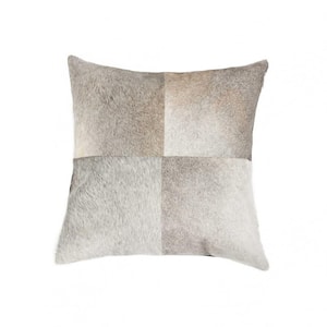 Josephine Gray Geometric 18 in. x 18 in. Cowhide Throw Pillow
