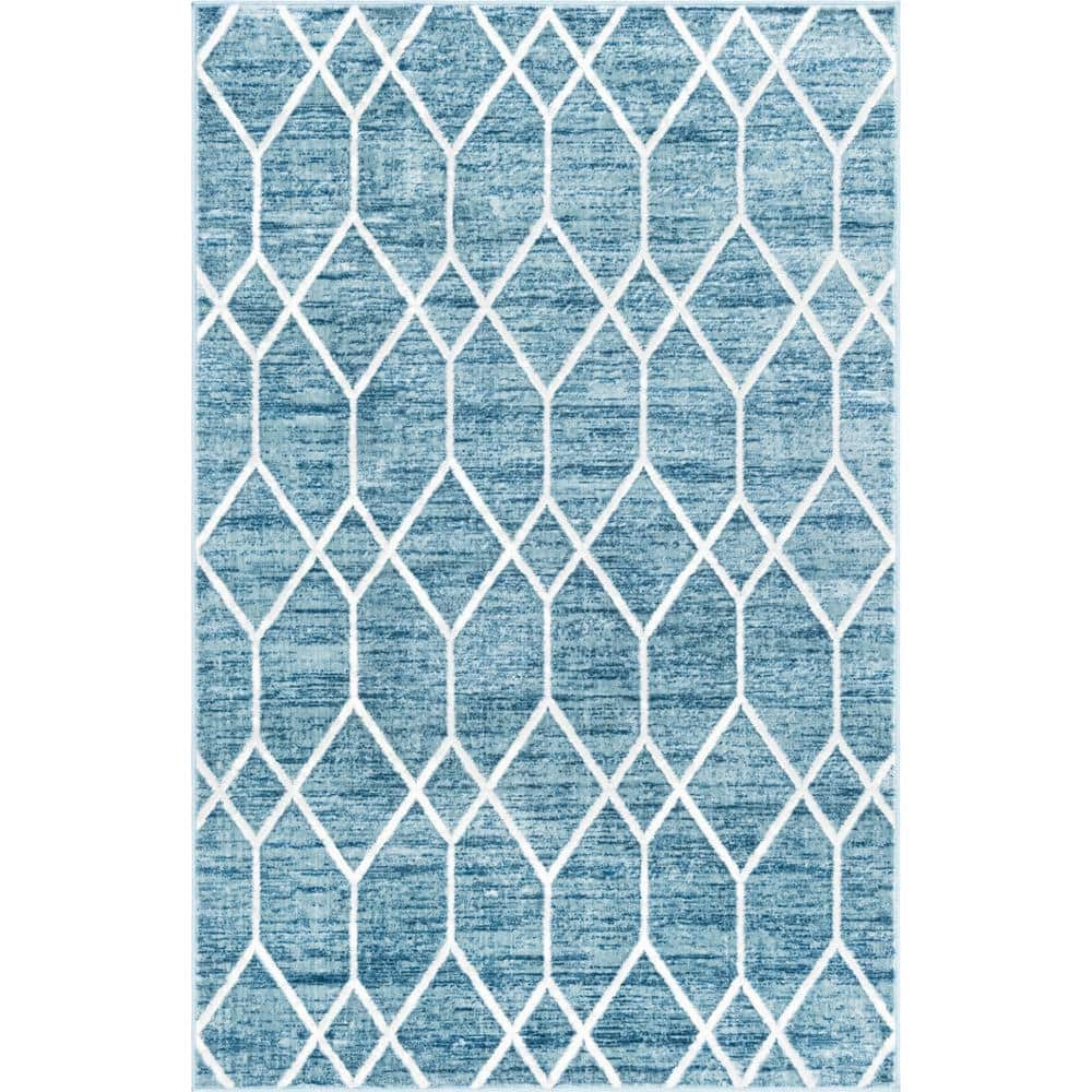 Matrix Trellis Deco Blue 9 ft. x 12 ft. Area Rug -  Unique Loom, 3149085