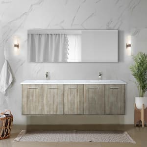 Fairbanks 72 in W x 20 in D Rustic Acacia Double Bath Vanity, White Quartz Top and 70 in Mirror