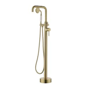 Single-Handle Claw Foot Freestanding Tub Faucet with Hand Shower in. Brushed Gold