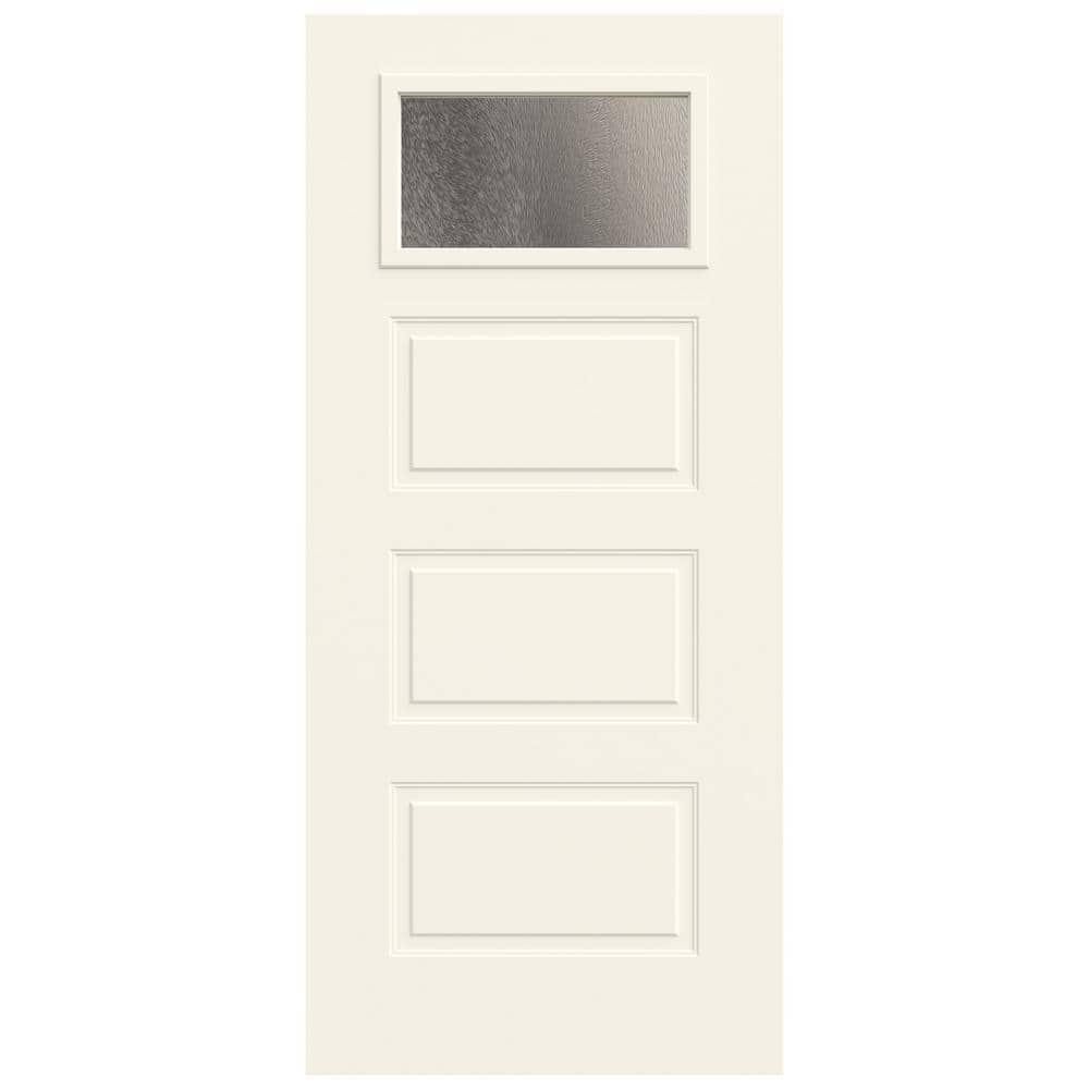 36 in x 80 in 3 Panel Right-Hand Inswing 1/4-Lite Chinchilla Decorative Glass White Steel Front Door Slab price history on PriceWatchPro