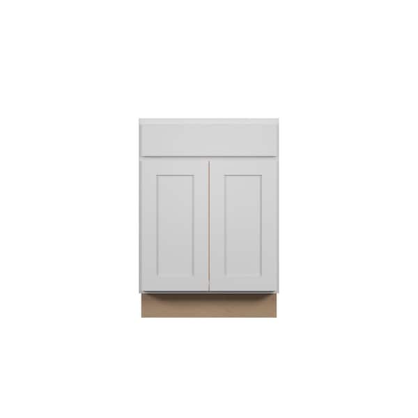 Kunal Kitchens Bedford Shaker 27 in. W x 34.5 in. H x 24 in. D in Painted White Plywood Assembled Sink Base Cabinet