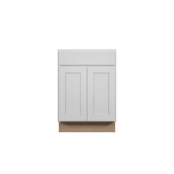 Kunal Kitchens Bedford Shaker 24 in. W x 34.5 in. H x 18 in. D in Painted White Plywood Assembled Bath Base Cabinet
