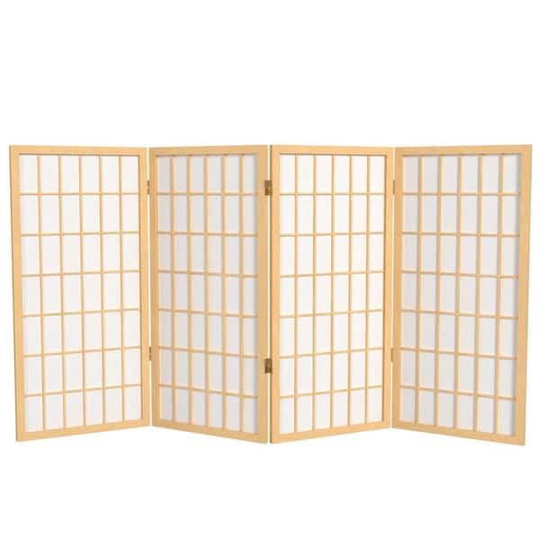 Oriental Furniture 3 ft. Short Window Pane Shoji Screen - Natural - 4 Panels