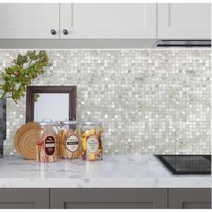 White 11.8 in. x 11.8 in. Square Polished Natural Shell Mosaic Tile (19.34 sq. ft./Case)