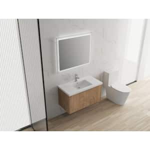 Anky 25.4 in. W x 18.1 in. D x 19.3 in. H Single Sink Bath Vanity in Imitative Oak with White Resin Top