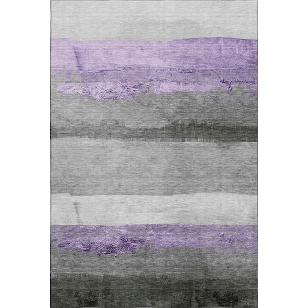 Mayfield Premium Machine Washable Abstract AMF1883 Lavender 8 ft. x 10 ft. Area Rug