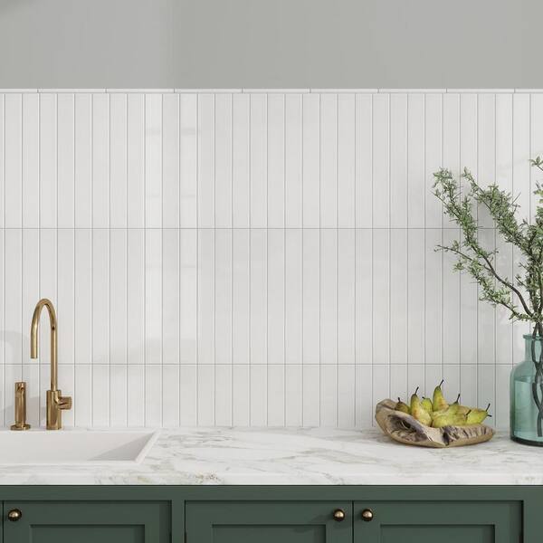 Horizonte 2 in. x 16 in. Glossy Snow White Ceramic Subway Wall Tile (10.76 sq. ft./case)-50 Pack