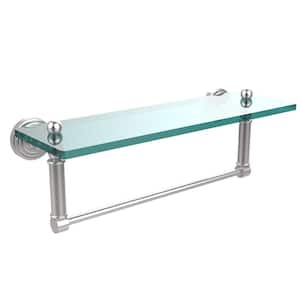 Waverly Place 16 in. L x 5 in. H x 5 in. W Clear Glass Bathroom Shelf with Towel Bar in Satin Chrome