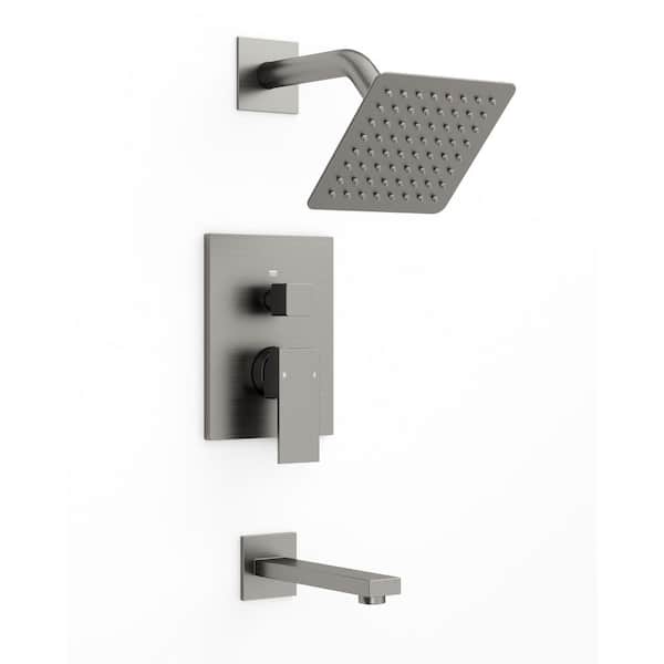 Rainspire Double Handle 2-Spray 6 in. Wall Mount Tub and Shower Faucet 1.8 GPM in Brushed Nickel (Valve Included)