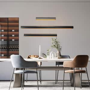 Khydeacc 3-Light Dimmable Integrated LED Brushed Black Nickel and Gold Linear Chandelier