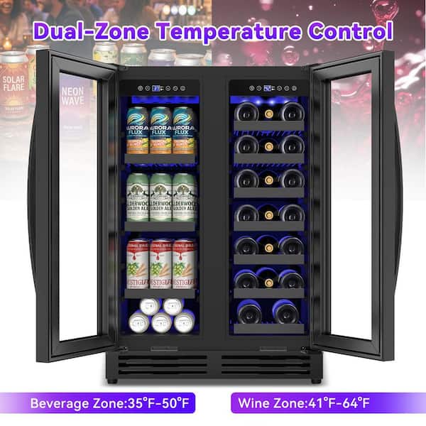 TITTLA 23.4 in. Dual Zone 20-Wine Bottles and 86-Cans Beverage and