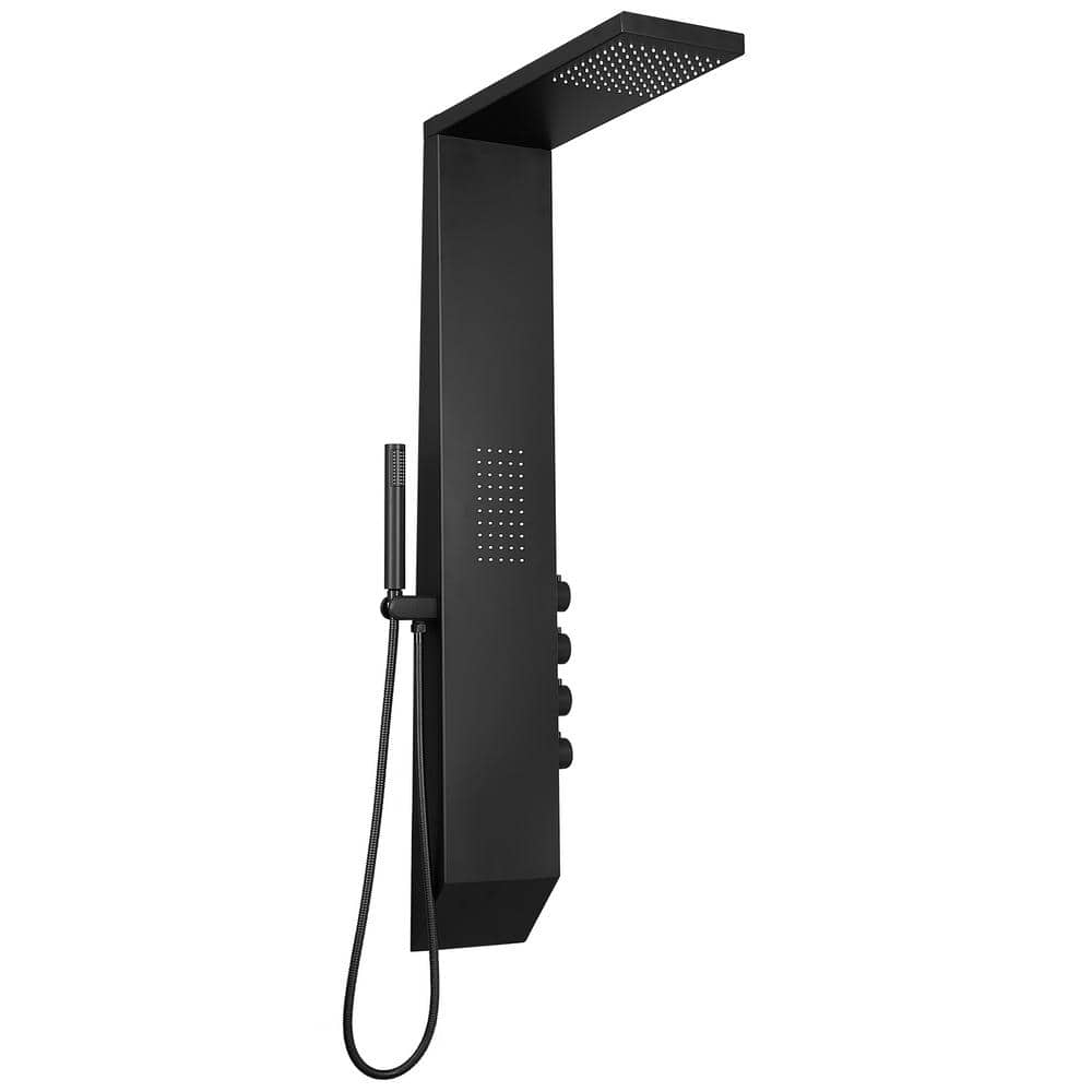 Matte Black Multi-Function Brass Shower Panel System