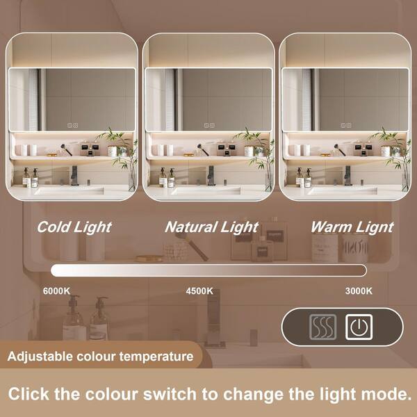 YSQCAR 35 in. W x 28 in. H LED Rectangular Aluminium Surface