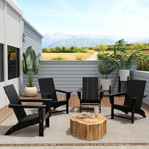 Shoreside Black Folding Adirondack Chair (Set of 4)