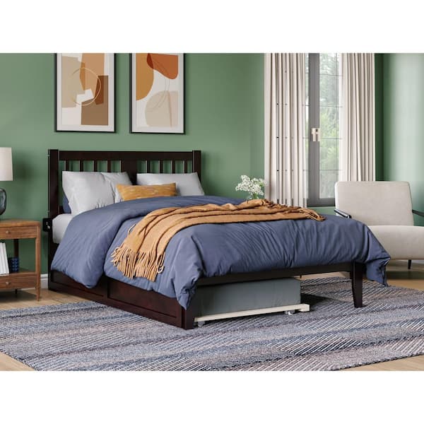 Tahoe Espresso Full Solid Wood Platform Bed with Twin Trundle
