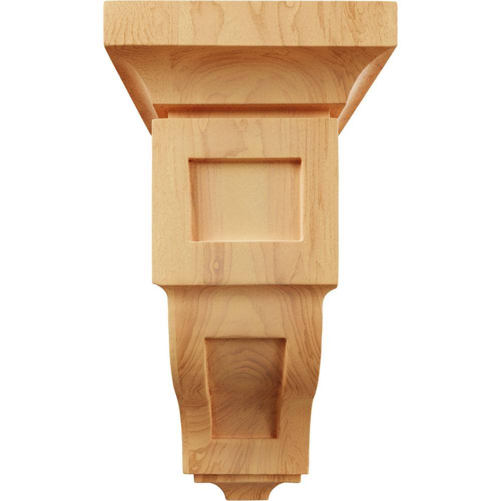Medium Red Oak Hand-Carved Wood Corbel 5" x 10"