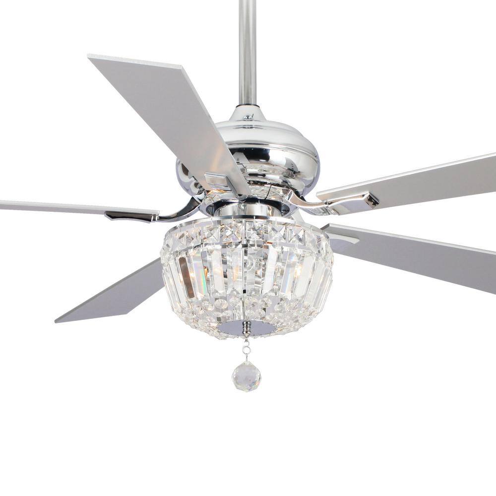 matrix decor 52 in. Chrome Crystal Chandelier Ceiling Fan with Light and Remote Control in