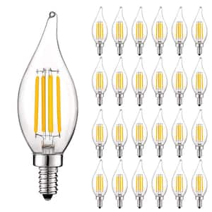 60-Watt Equivalent 5-Watt E12 Base Chandelier LED Light Bulb 3500K Natural White Dimmable, Flame Tip (24-Pack)