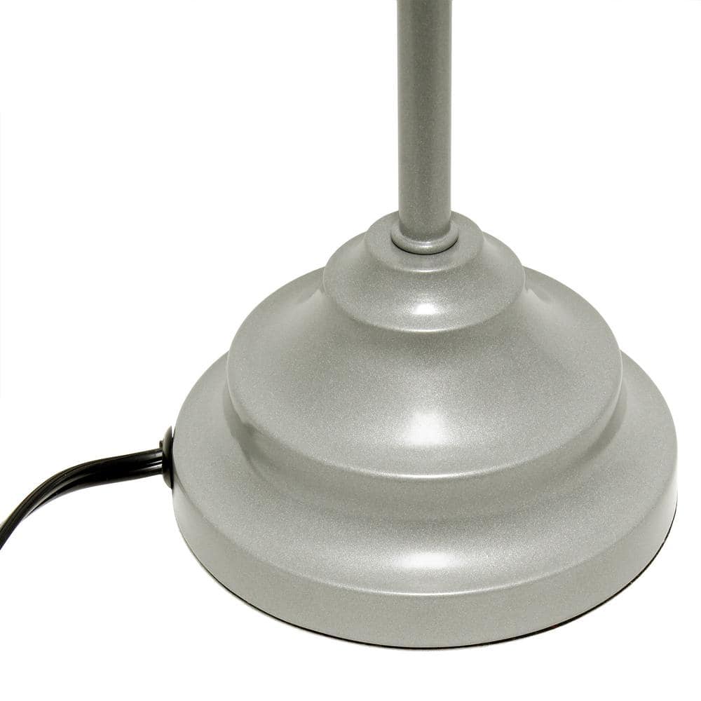 Gray Metal Table Lamp with Fabric Shade and Acrylic Beads