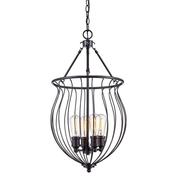 Bel Air Lighting Congress 4-Light Oil Rubbed Bronze Hanging Kitchen Pendant Light with Metal Shade