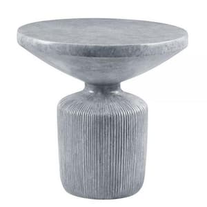 21 in. Gray Round Cement End/Side Table with Cement