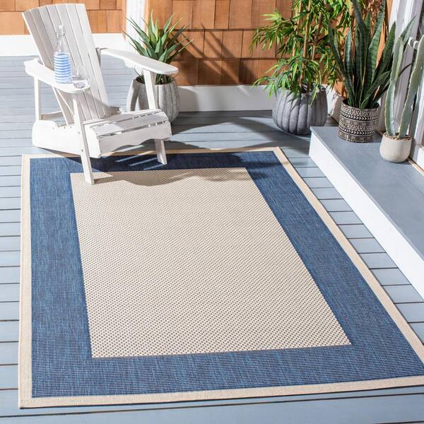 Contemporary Indoor / Outdoor Sisal Area Rug for Garage, Garden Kitchen, Navy