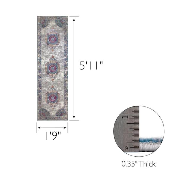 Oryn Vintage Multicolor 2 ft. x 6 ft. Medallion Polypropylene Runner Area Rug