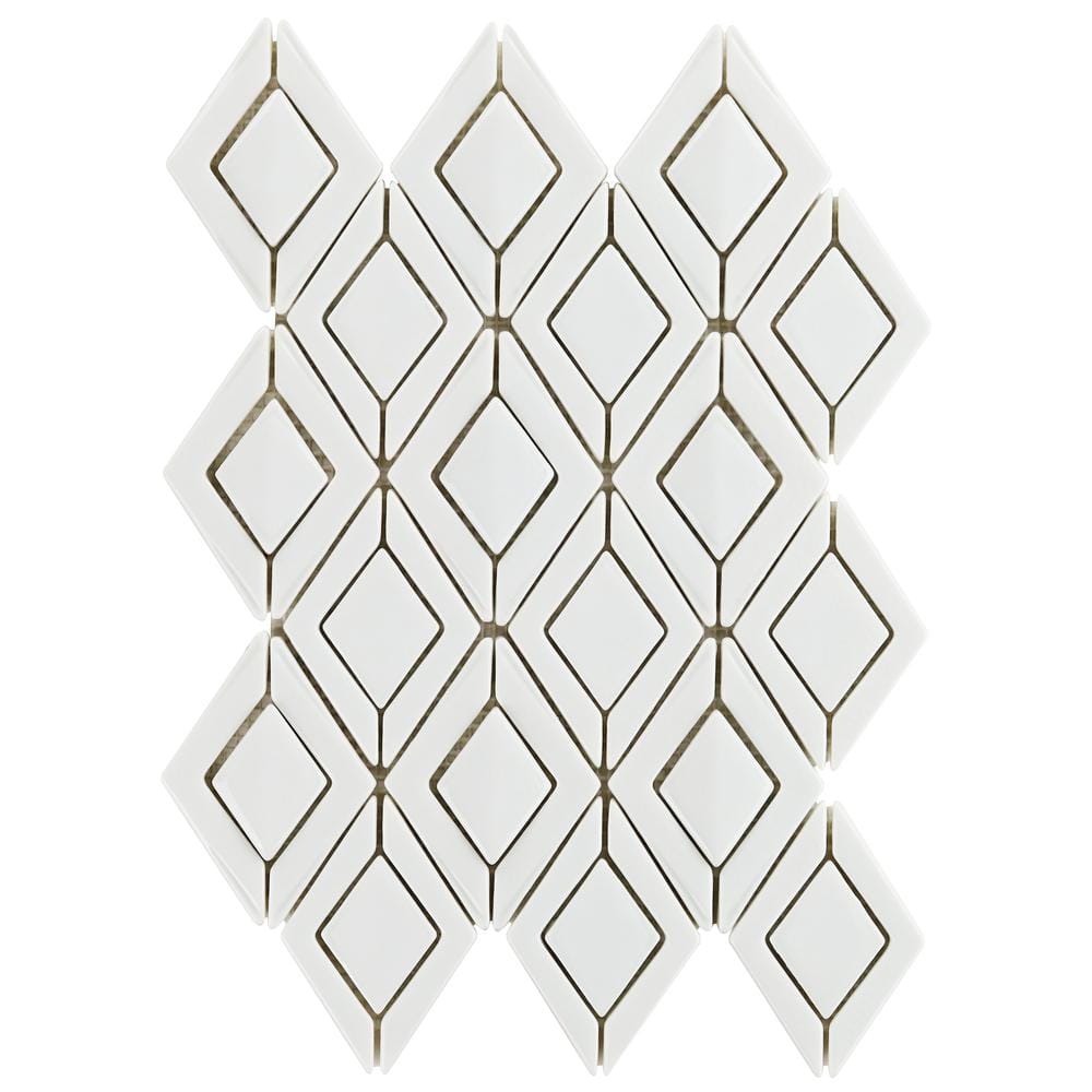 Delphi Jewel Glacier White 3 in. x 0.55 in. Crackled Glass Mosaic Tile Sample price history on PriceWatchPro