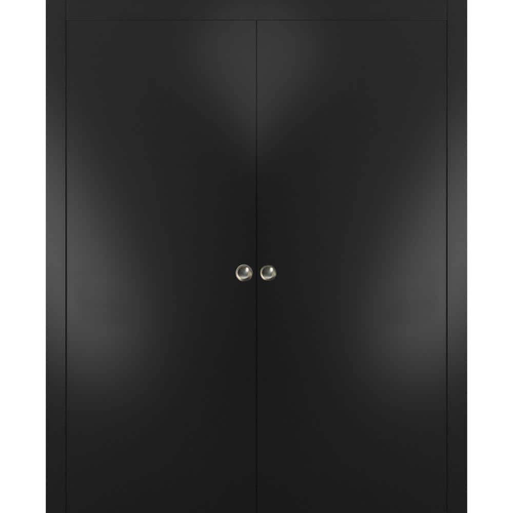 56 in. x 80 in. 2 Panel Black Matte Finished Solid Wood with Honeycomb Sliding Door with Hardware price history on PriceWatchPro