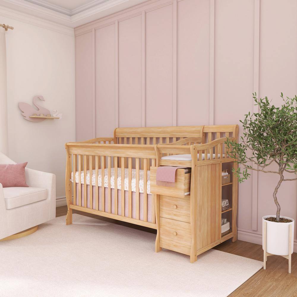 Natural Pine 5-in-1 Convertible Crib with Changer