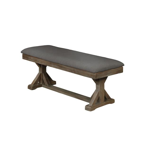 Best Quality Furniture Eliana Grey Linen Fabric Dining Bench Backless 16 in. W D300B The Home