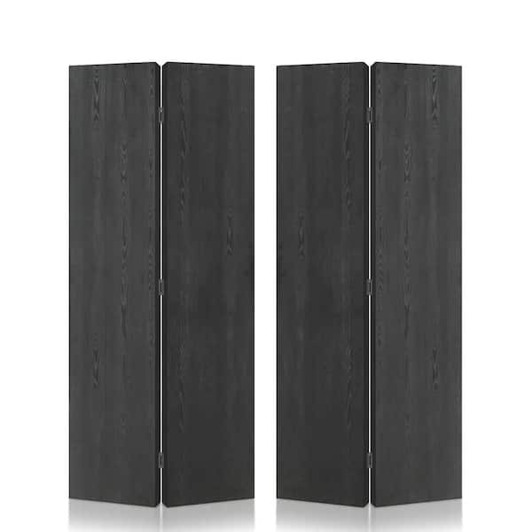 44 in. x 92 in. Hollow Core Black Composite Texture Double Bi-Fold Door