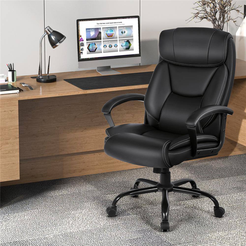 Black Executive PU Leather Desk Chair - rated 3.8889 stars from 27 reviews