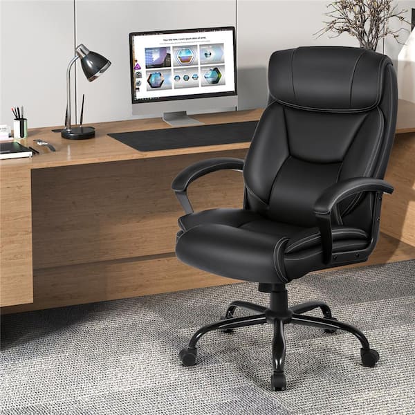 500 lb. Black Executive PU Leather Adjustable Height Computer Desk Chair Massage Office Chair