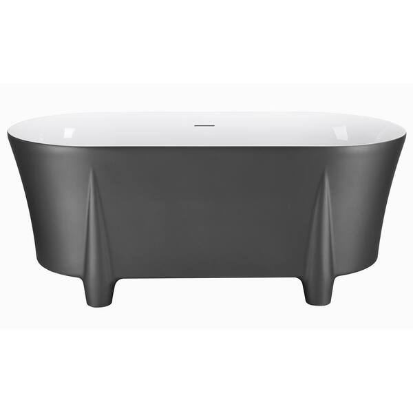 CASAINC 59" Acrylic Clawfoot Nonwhirlpool Freestanding Bathtub in Gray Bath Tubs Home Depot CA
