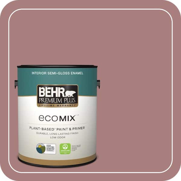 1 gal. #140F-4 Bedford Brown Semi-Gloss Enamel EcoMix Plant-Based Interior Paint & Primer