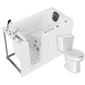 Universal 59 in. x 30 in. Left Drain Combination Jetted Bathtub in White with Elongated Toilet and Soft Close Lid