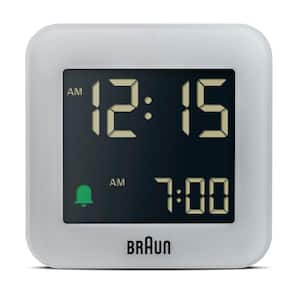 Braun Digital Travel Alarm Clock , Snooze, Compact, Negative LCD Display, Quick Set, Beep Alarm in Grey, model BC08G