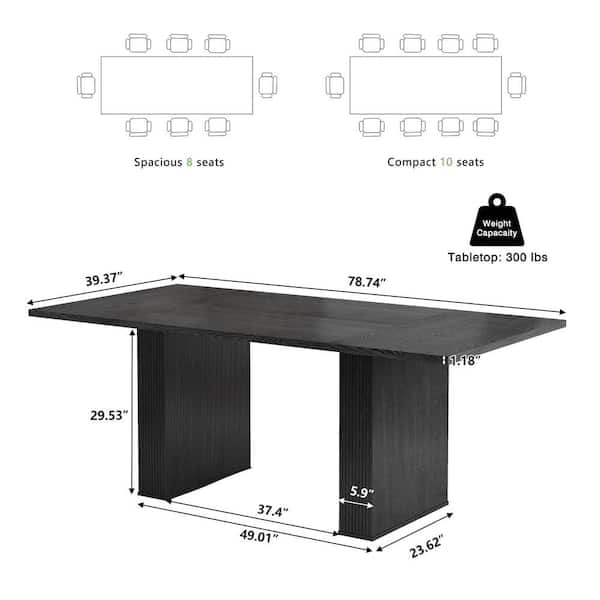 ATHMILE Black Wood 78.74 in. Double Pedestal Rectangular ATHMILE Black Wood 78.74 in. Double Pedestal Rectangular
