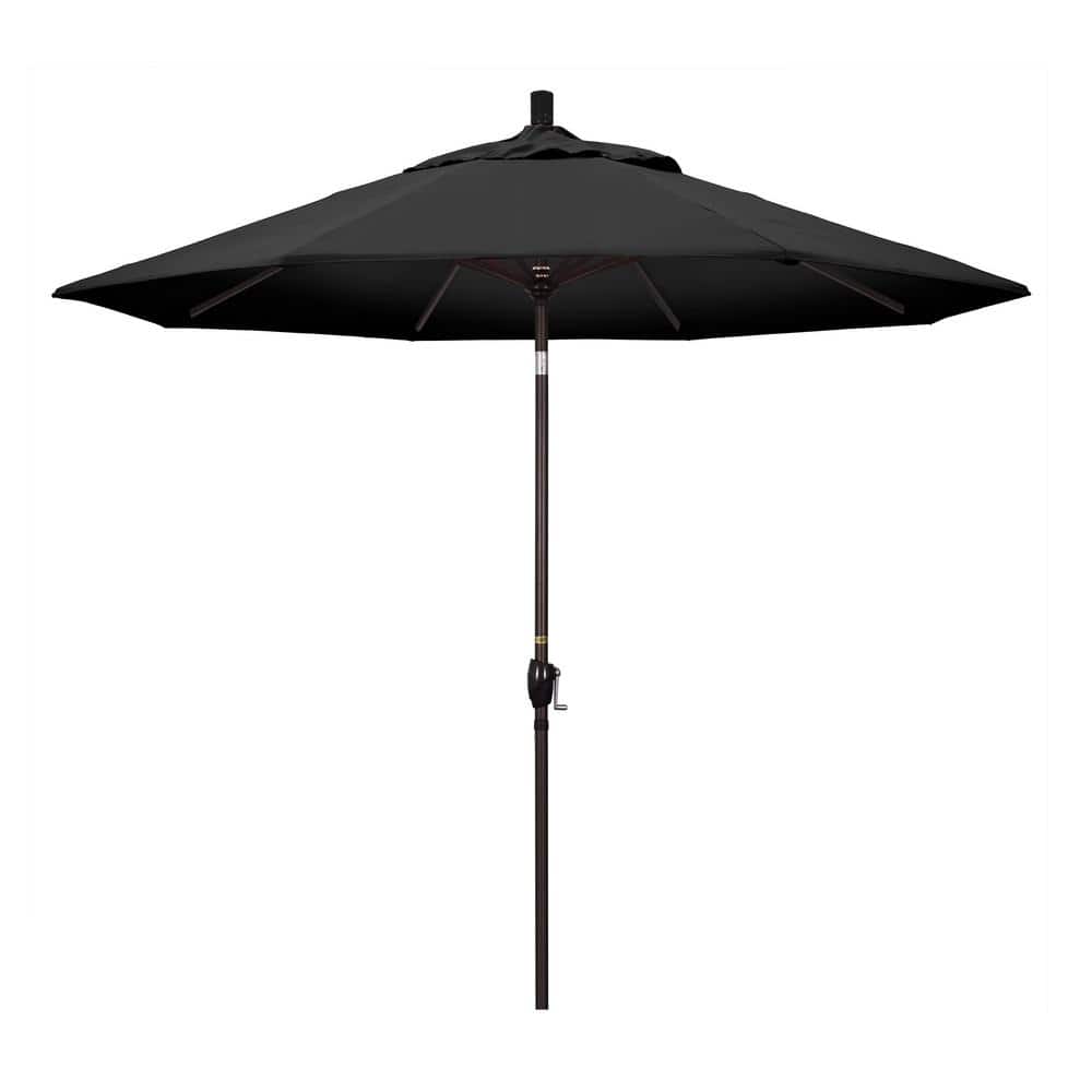 9' Black Olefin Octagonal Umbrella with Bronze Metal Pole