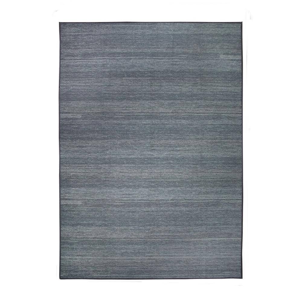 My Magic Carpet Solid Grey 5 ft. x 7 ft. Machine Washable Area Rug