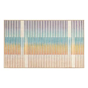 Flux Striped Multicolor 3 ft. x 5 ft. Striped Washable Area Rug
