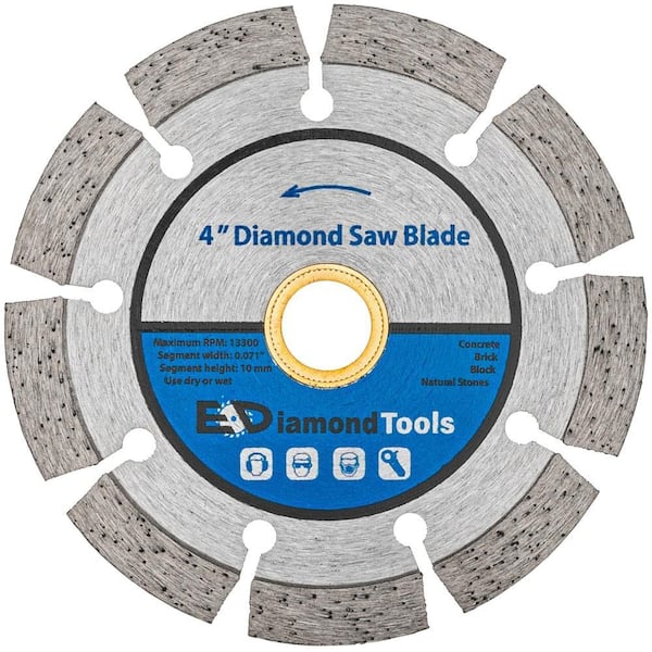 4 in. Concrete and Masonry, Segmented Rim, General Purpose Diamond Saw Blades, 10mm Segment Height, 7/8 5/8 in. Arbor