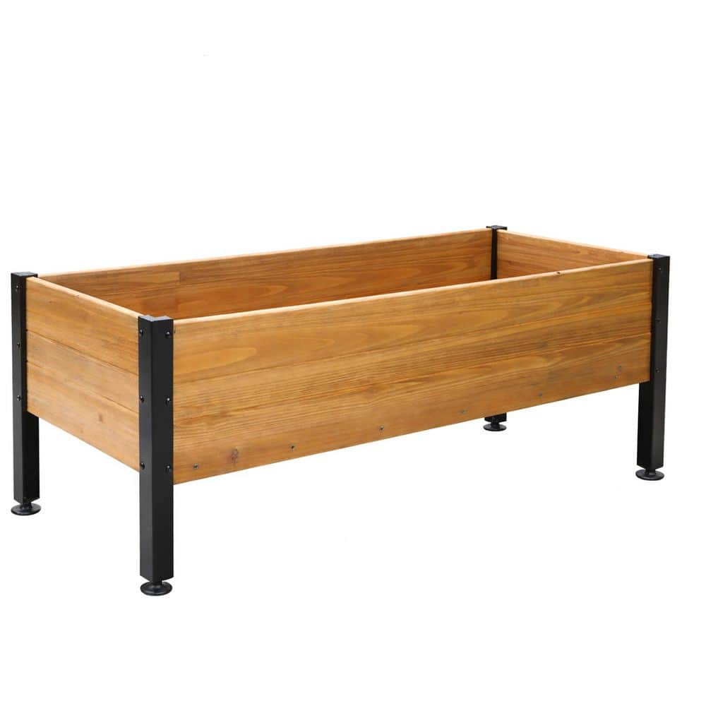 Raised Garden Bed Planter Box with Natural Fir Wood and Metal Legs Weather Resistant Liner for Outdoor Plants 1 Pack price history on PriceWatchPro