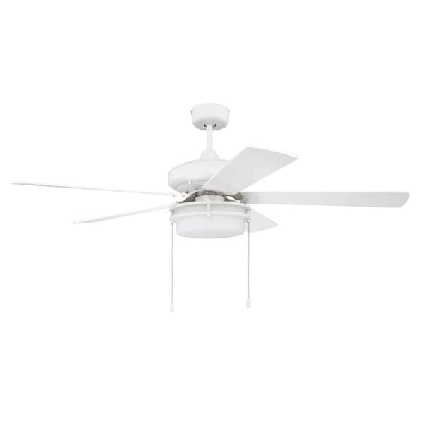 CRAFTMADE Stonegate 52 in. Indoor White Dual Mount 3-Speed Reversible Motor Finish Ceiling Fan with Light Kit Included