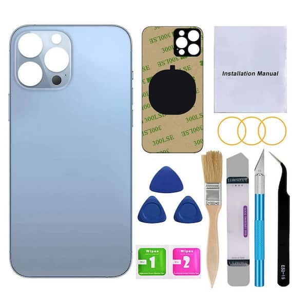 Vrbgify iPhone 13 Pro Max Rear Back Glass Replacement, 6.7 in. (Sierra Blue) with Pre-Installed Adhesive and Repairing Tool Kit